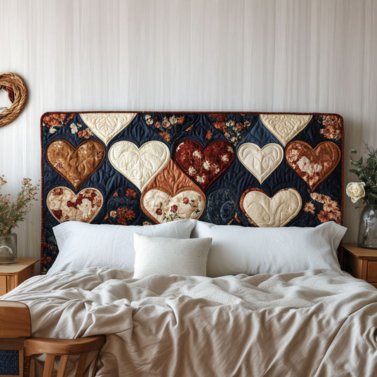 Patchwork Hearts KL2512018CL Quilted Headboard Slipcover
