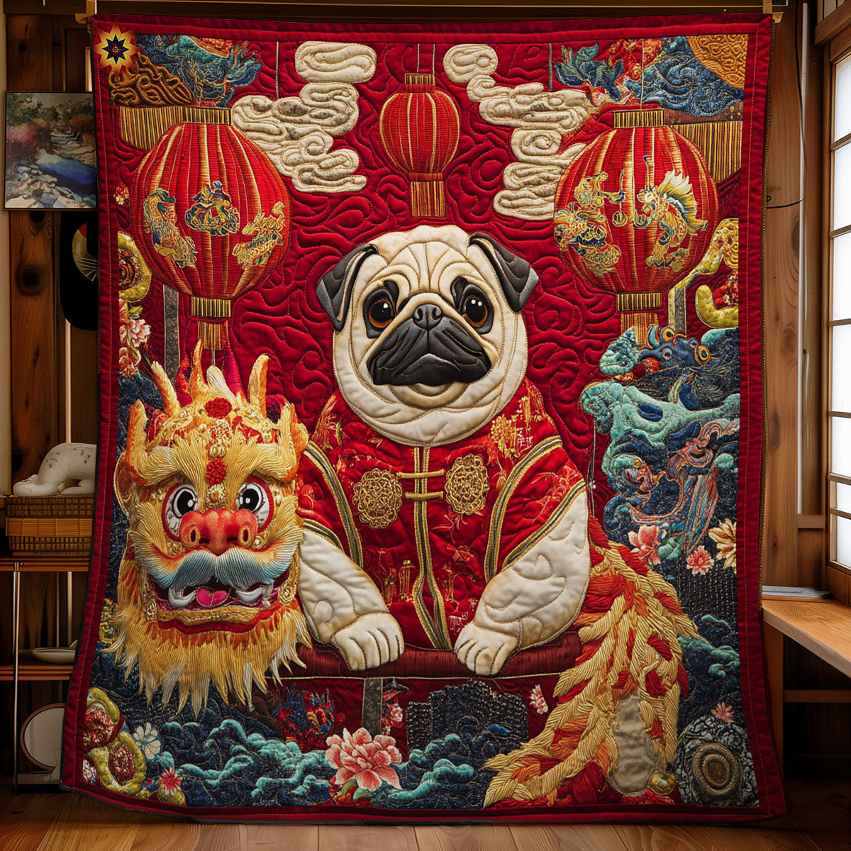 New Year Dog WY2312048CL Quilt