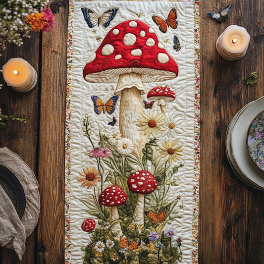 Mushroom Forest CW0307037CL Quilted Table Runner