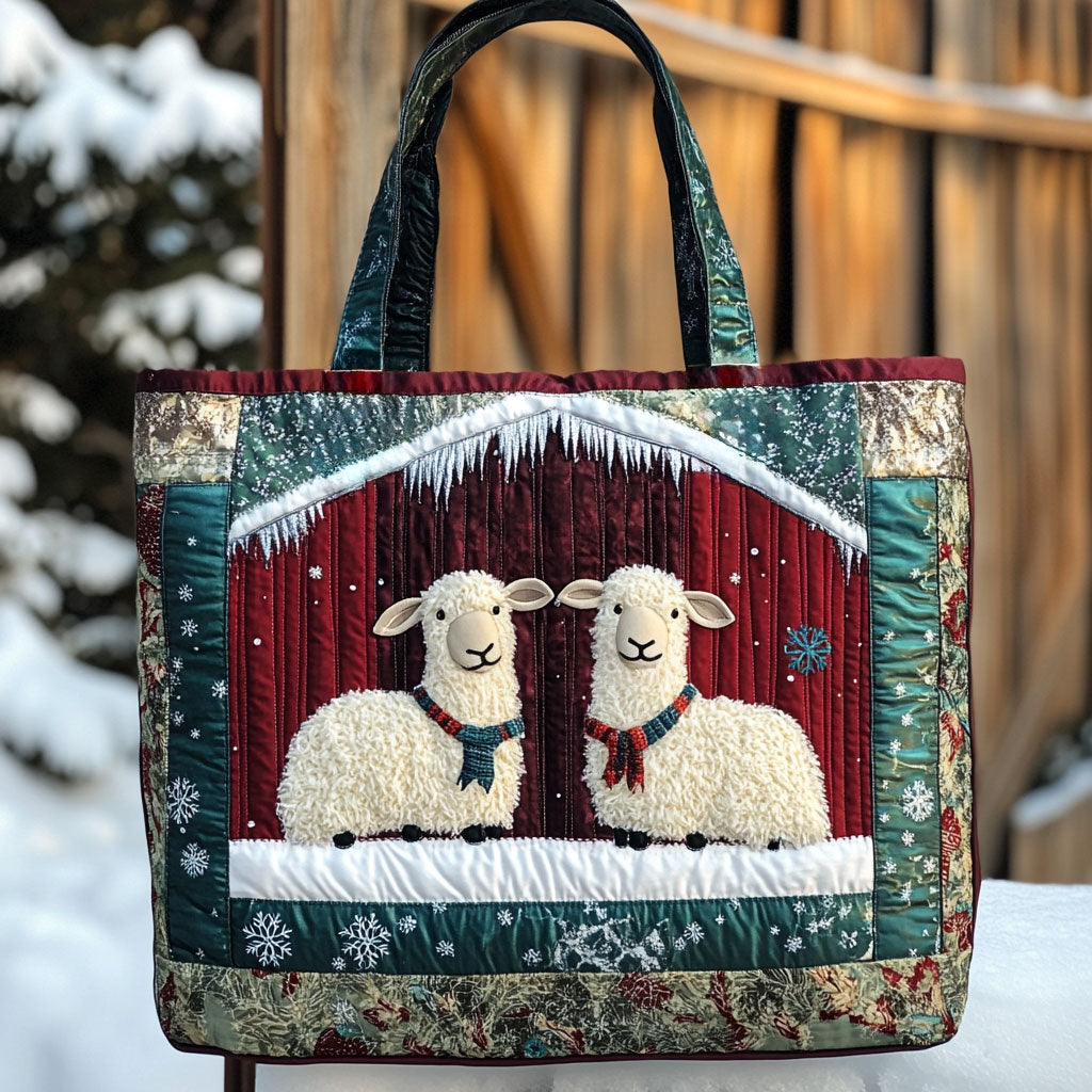 Christmas Flock Sheep WN1711006CL Quilted Tote Bag
