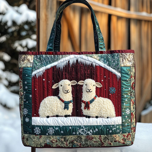 Christmas Flock Sheep WN1711006CL Quilted Tote Bag