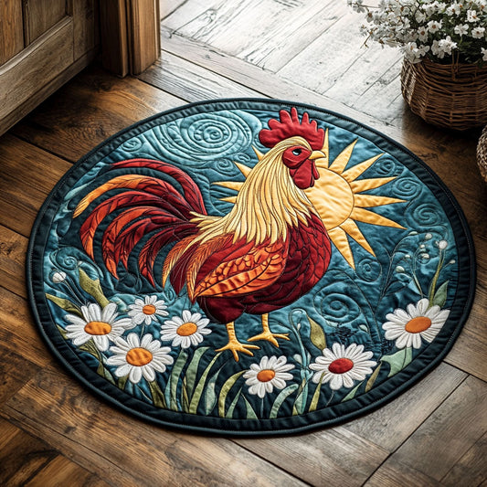 Chicken White Flower WX2605012CL Quilted Round Mat
