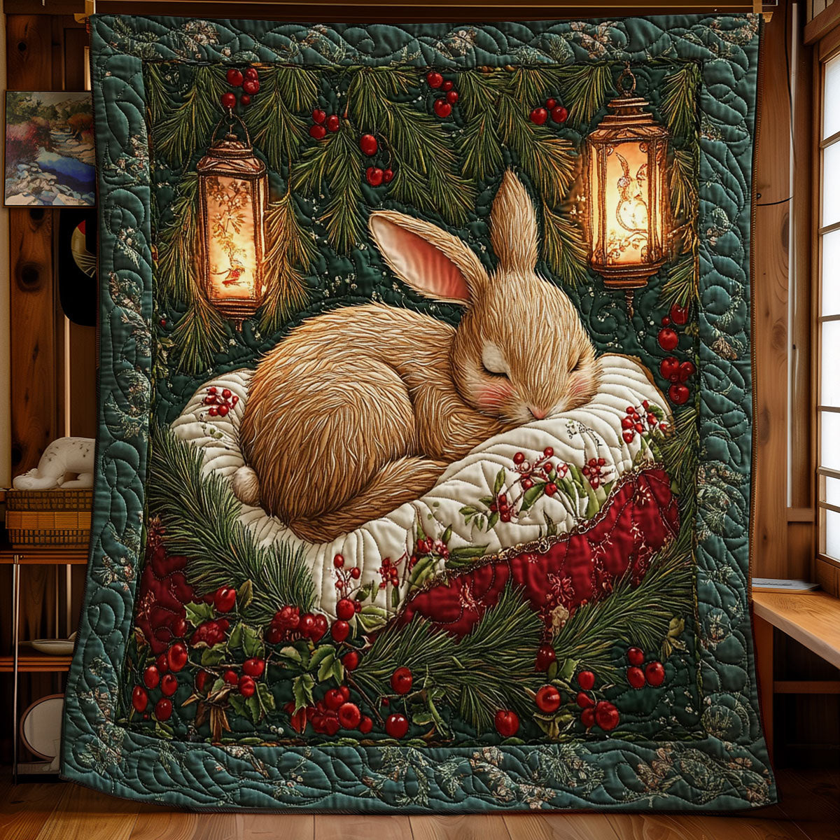 Sleeping Rabbit In Holly WY2301078CL Quilt