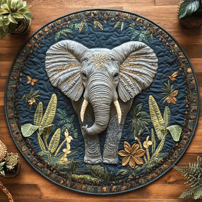 Asian Elephant CQ1005016CL Quilted Round Mat