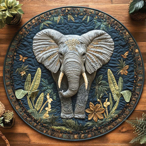 Asian Elephant CQ1005016CL Quilted Round Mat