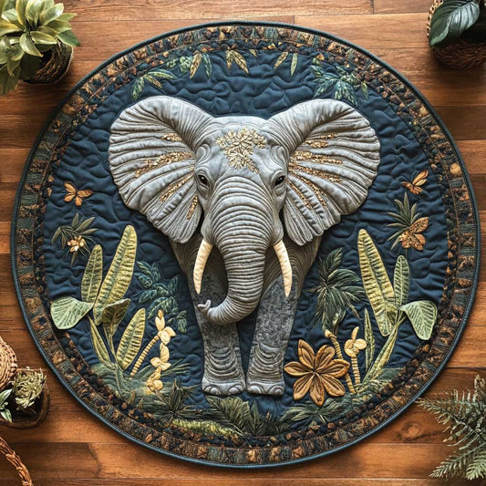 Asian Elephant CQ1005016CL Quilted Round Mat