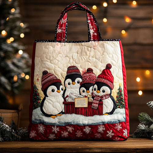 Penguin Plaid Christmas WN1511071CL Quilted Tote Bag