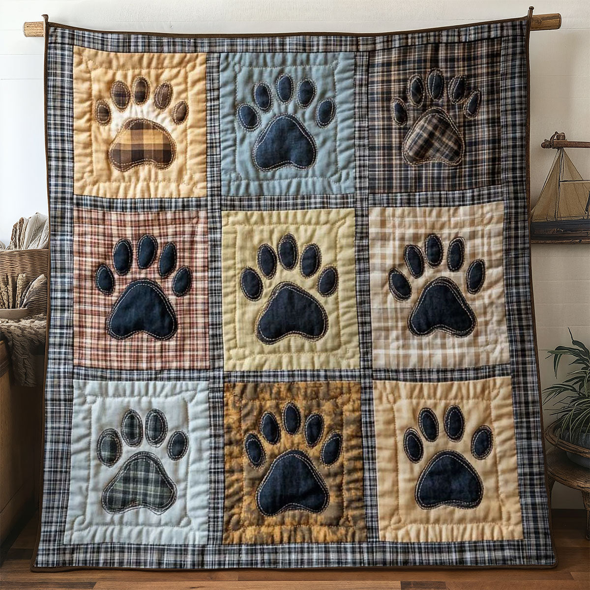 Rustic Dog Paw WN0605023CL Quilt