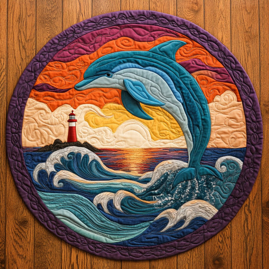 Impressive Dolphin CQ0306039CL Quilted Round Mat