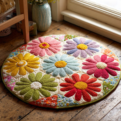 Sunshine Petal CW0708025CL Quilted Round Mat