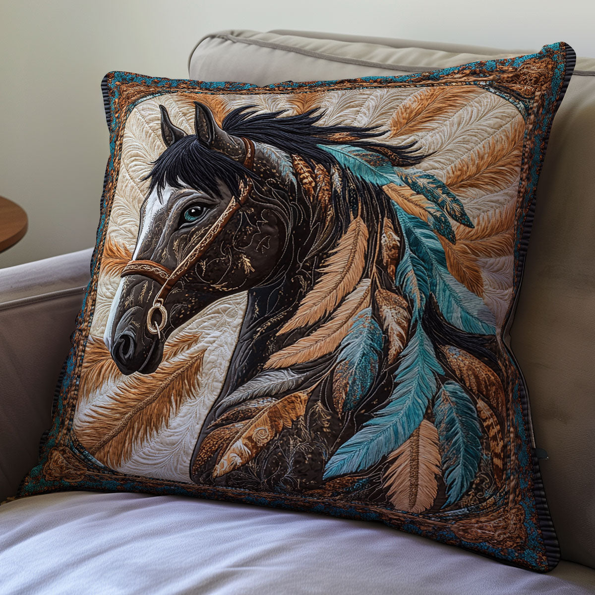 Painted Horse Feather WX2512140CL Quilt Pillow Case