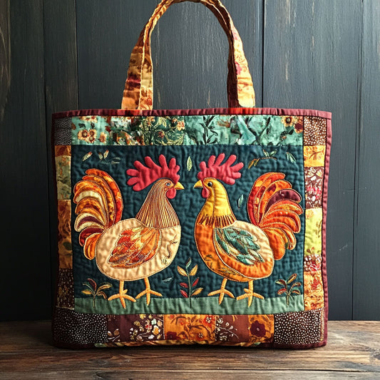 Folk Feather Chicken WN1411091CL Quilted Tote Bag