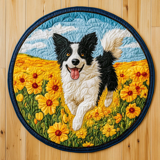 Border Collie WX1505005CL Quilted Round Mat