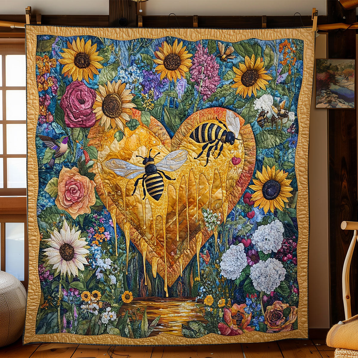 Heart Beehive WY2712029CL Quilt