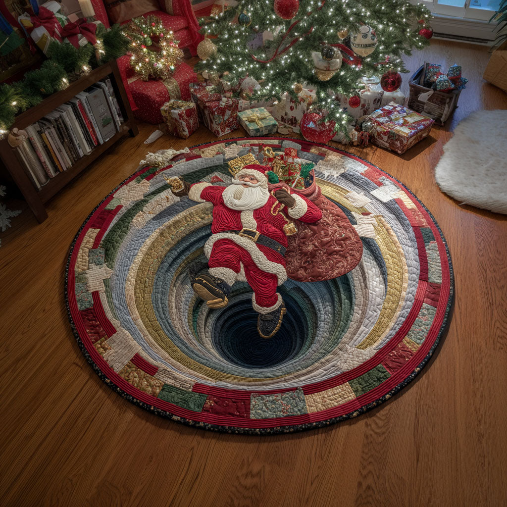 Santa Surprise WN2609052CL Quilted Round Mat