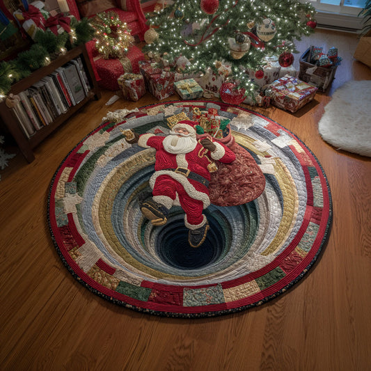 Santa Surprise WN2609052CL Quilted Round Mat