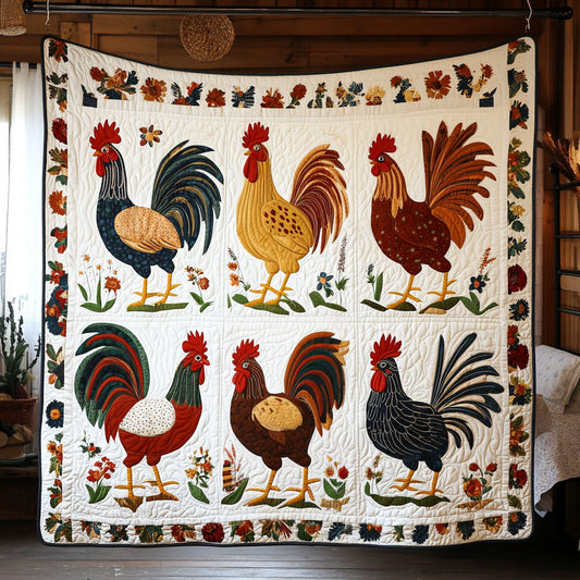 Roosters Gathering WY2708001CL Quilt