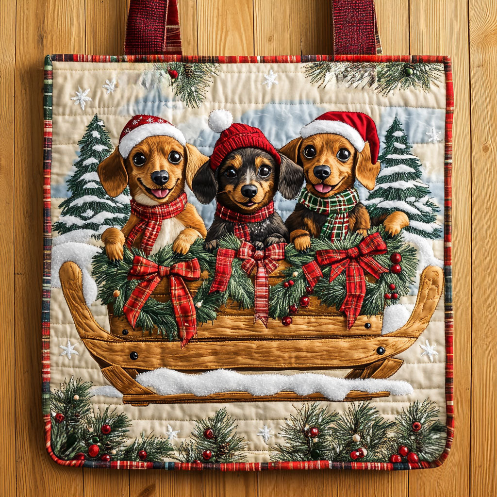 Snowy Woods Dachshund WN1211101CL Quilted Tote Bag