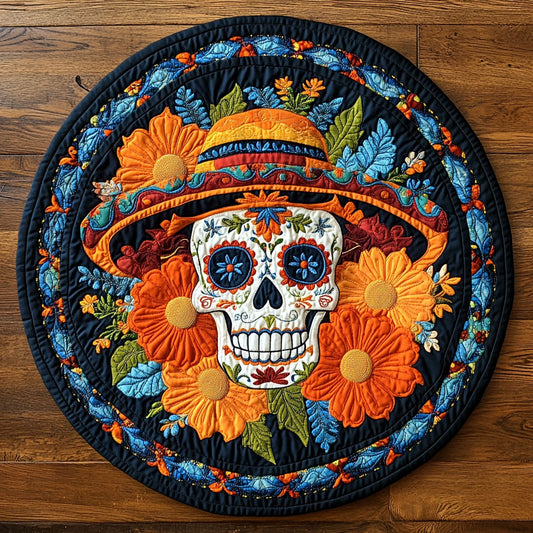 Flower Skull CW2804012CL Quilted Round Mat