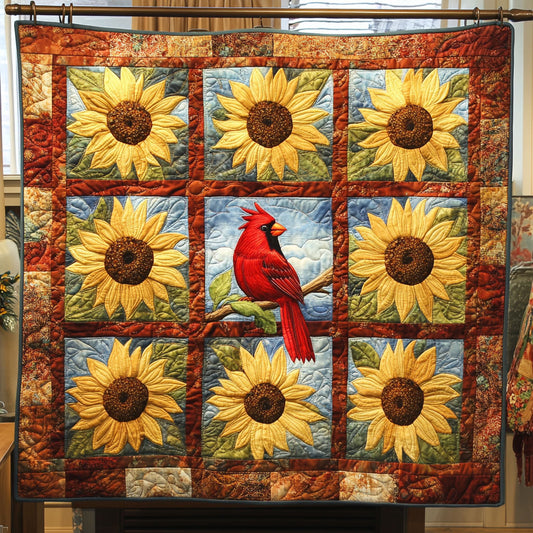 Cardinal Around Sunflower WY0608080CL Quilt