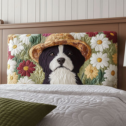 Dog On Daisy Field QA2912013CL Quilted Headboard Slipcover