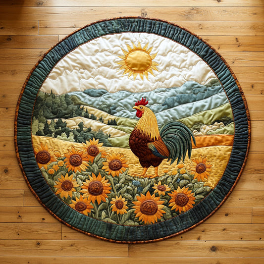 Rooster Valley Sunrise CW0810018CL Quilted Round Mat