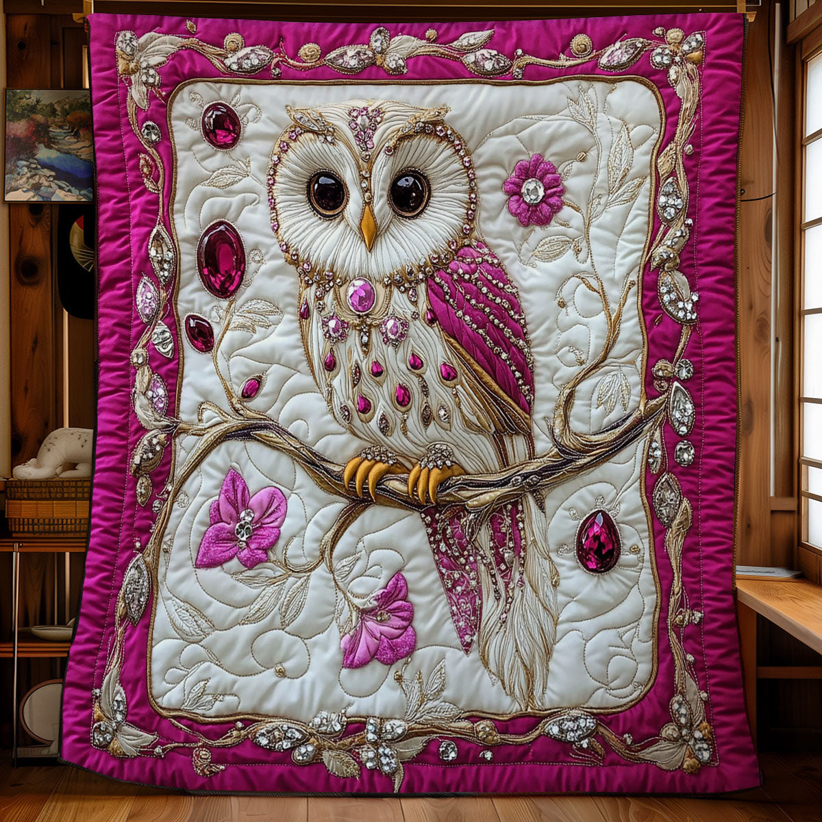 Royal Pink Owl WY3103052CL Quilt