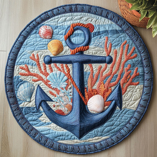 Nautical Anchor CW1207028CL Quilted Round Mat
