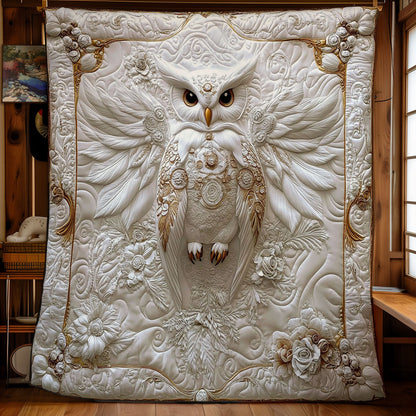 White Mechanical Owl WY3012035CL Quilt