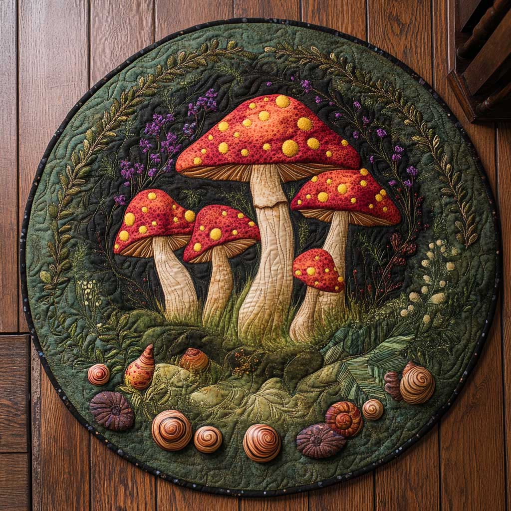 Red Mushroom CQ1405011CL Quilted Round Mat
