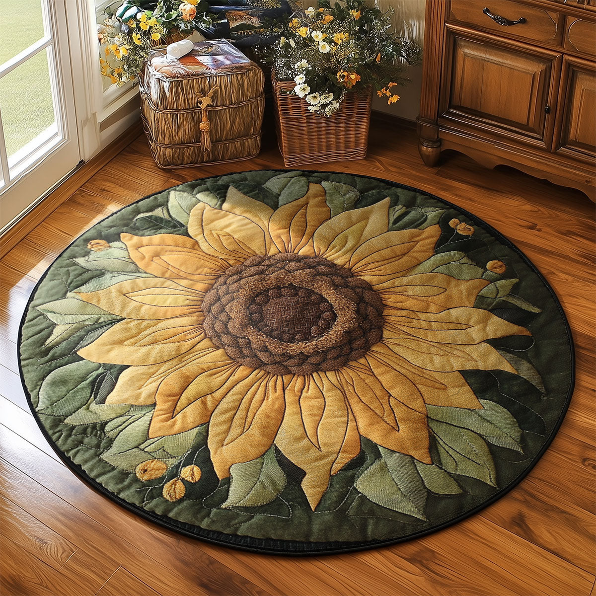 Majestic Sunflower WY2203088CL Quilted Round Mat