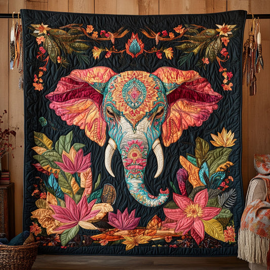 Whimsical Flower Elephant WY1706049CL Quilt