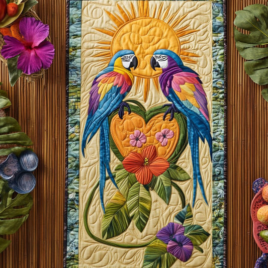 Couple Heart Parrot WY0506008CL Quilted Table Runner