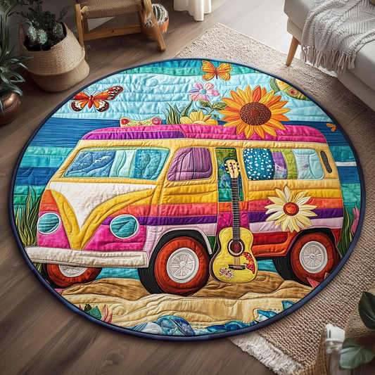 Summer Camper Van WJ0304042CL Quilted Round Mat