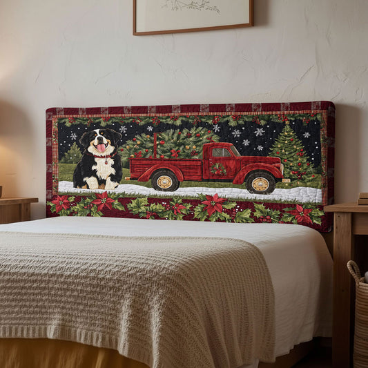 Bernese Mountain Dog Tree Haul WN1312010CL Quilted Headboard Slipcover