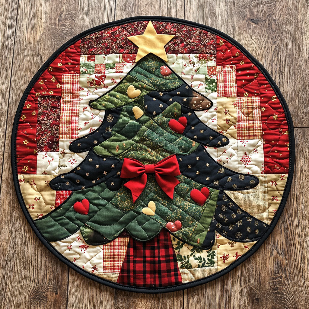 Cabin Dream Christmas Tree WN1211001CL Quilted Round Mat