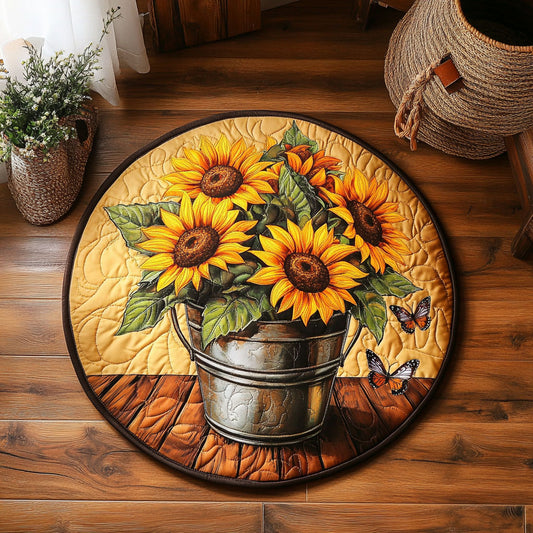 Rustic Sunflower Charm WY0107004CL Quilted Round Mat