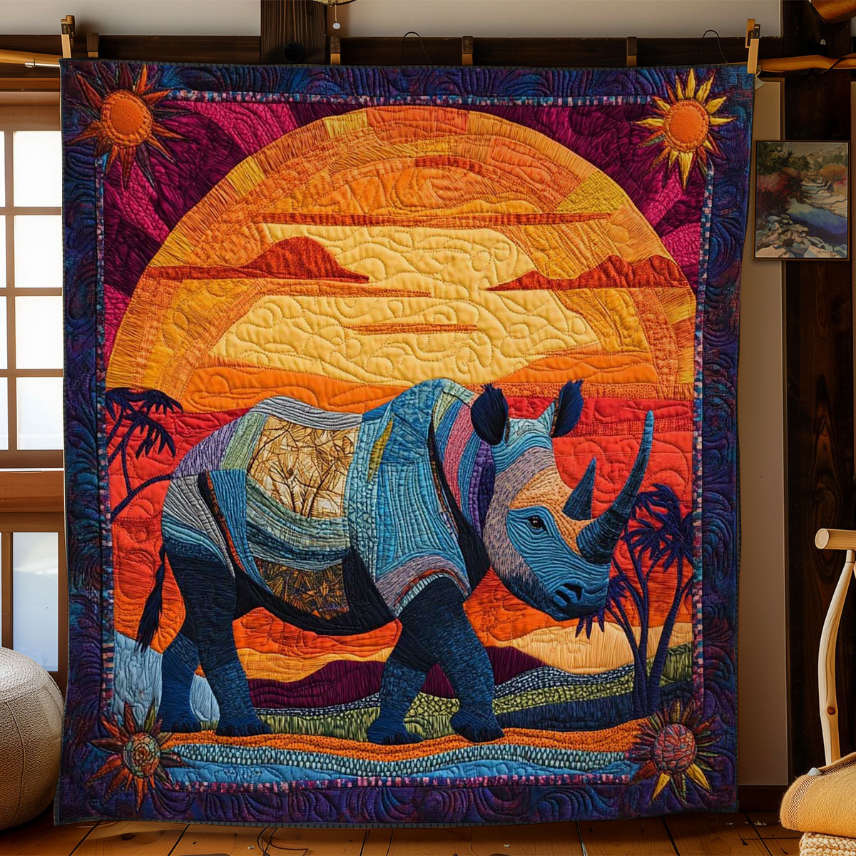Colorful Rhinoceros WN0605002CL Quilt