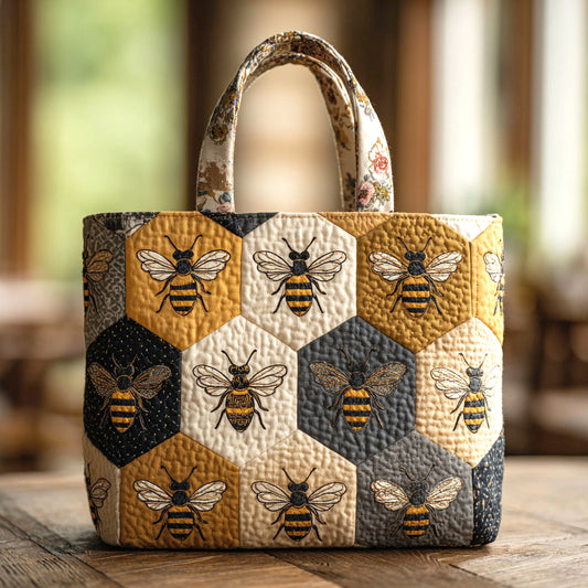 Bee Gold Hex CW1711012CL Quilted Tote Bag