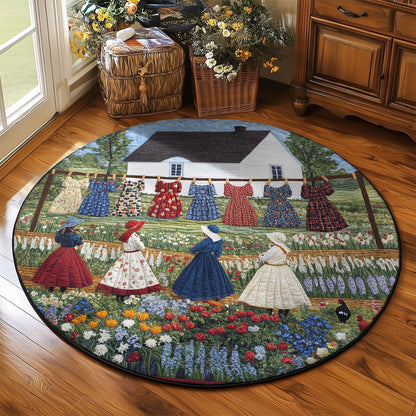 Cozy Storybook Village WJ2003076CL Quilted Round Mat
