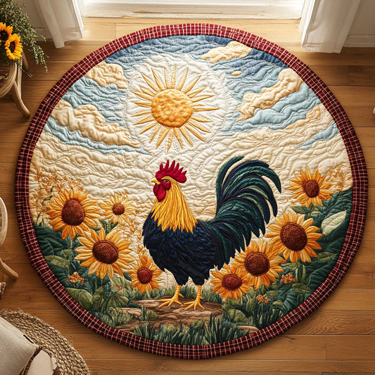 Peaceful Farm Rooster CW0810009CL Quilted Round Mat