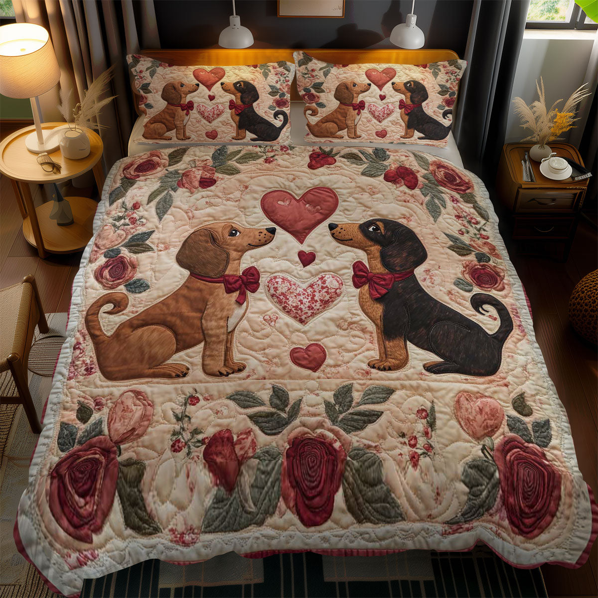 Romantic Dachshund WN2602076CL Duvet Cover Set