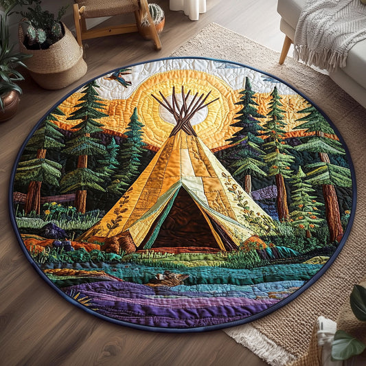 Tepee In The Forest WJ0204024CL Quilted Round Mat