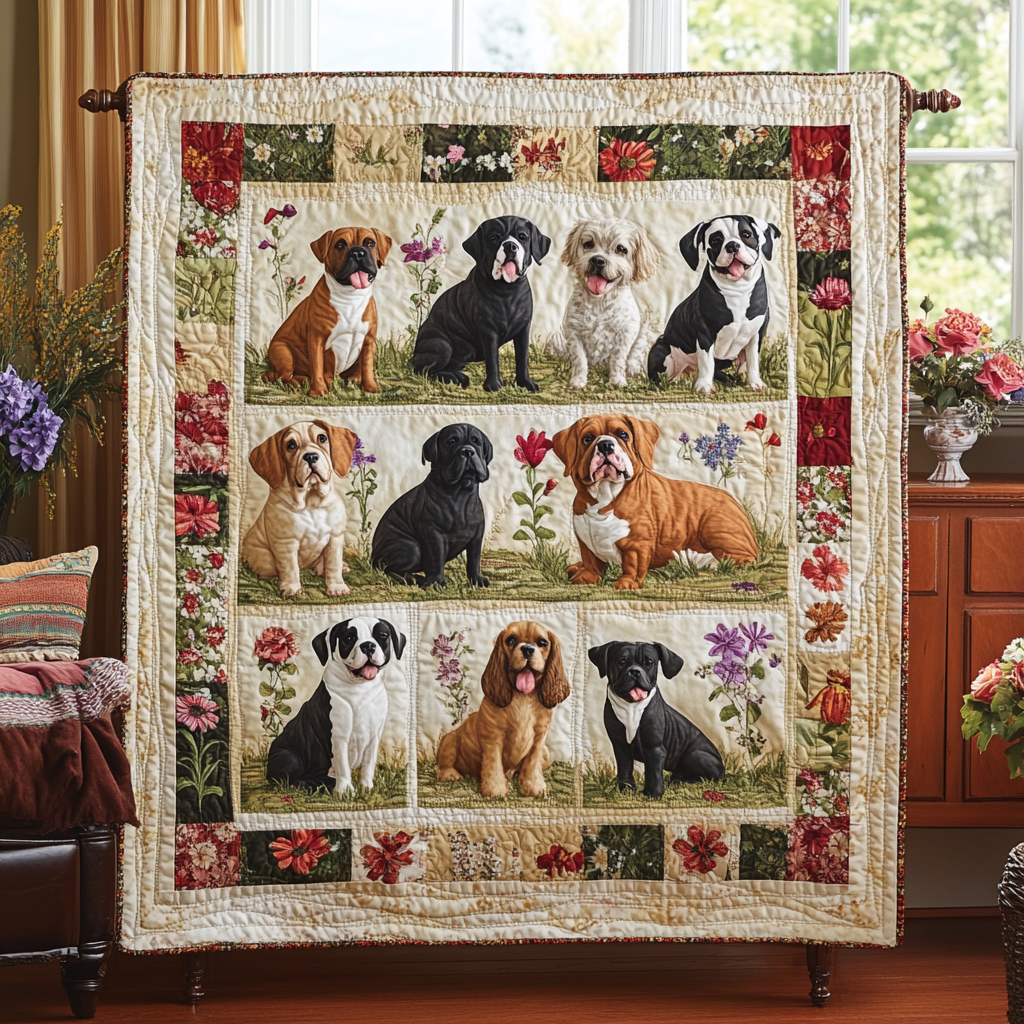 Dog Breed Flower YR3012034CL Quilt