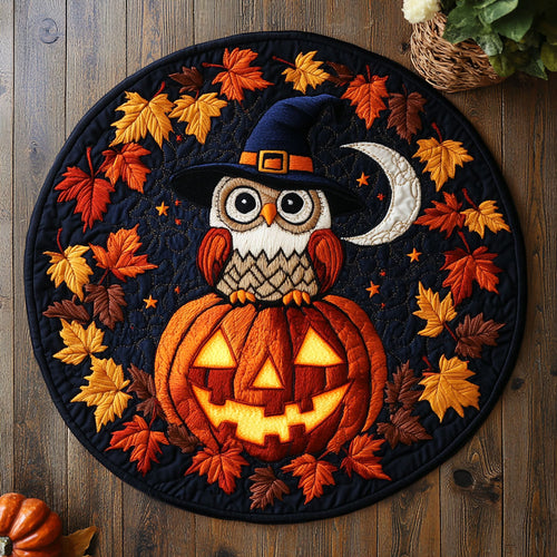 Spooky Owl WN0708095CL Quilted Round Mat