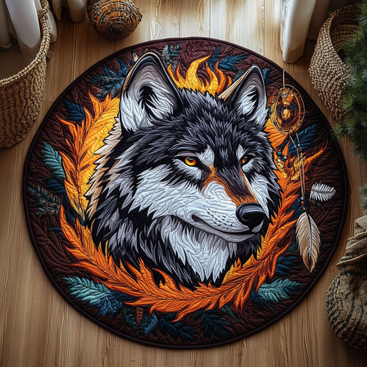 Native Wolf WJ0805044CL Quilted Round Mat