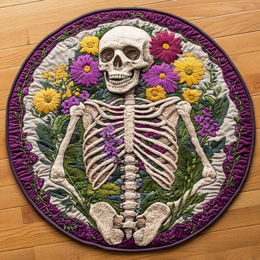 Floral Skeleton WN2904014CL Quilted Round Mat
