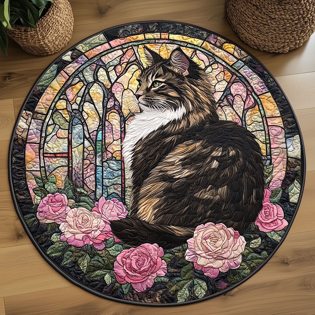 Elegant British Longhair WP2404014CL Quilted Round Mat