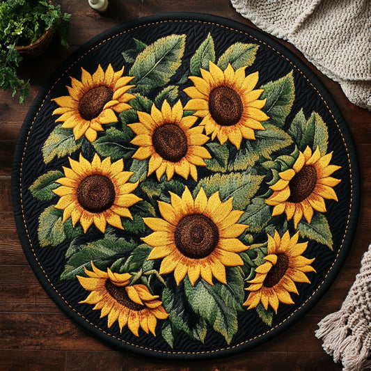 Sunflower Field WX1403134CL Quilted Round Mat