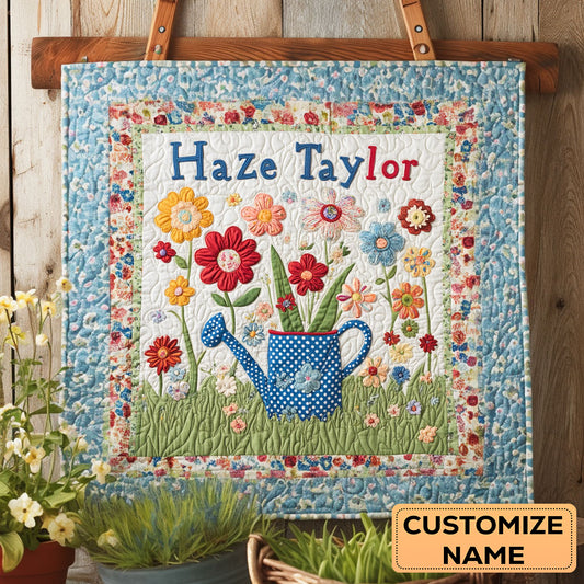 Watering Can Wishes WN2407076CL Personalized Baby Quilt